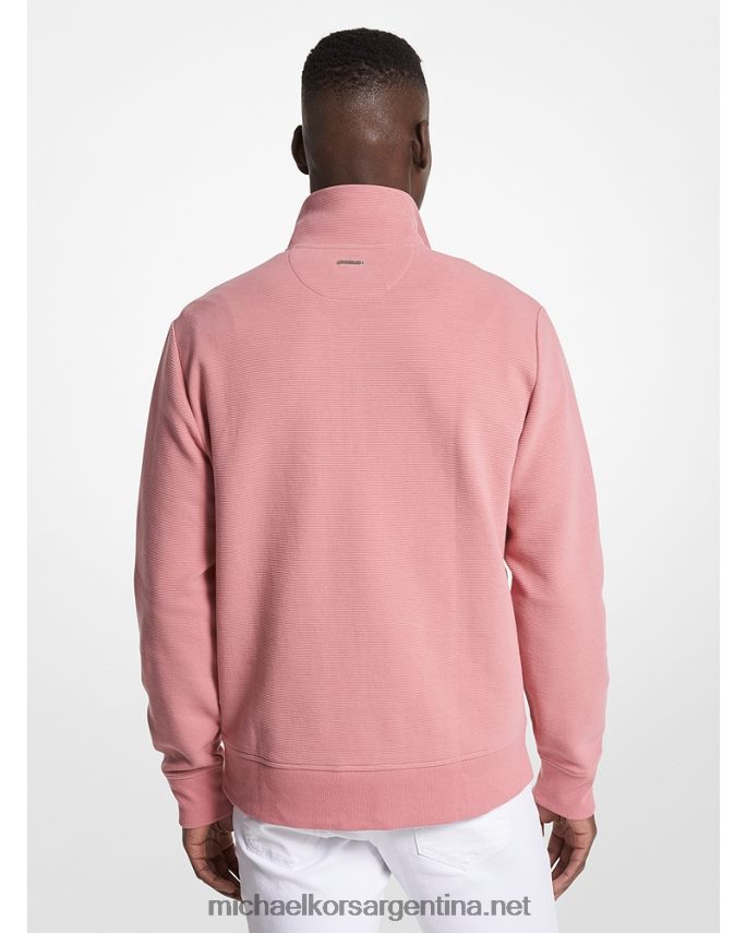 hombres rosa polvorienta jersey de mezcla de algodón con media cremallera Michael Kors T46HB02986
