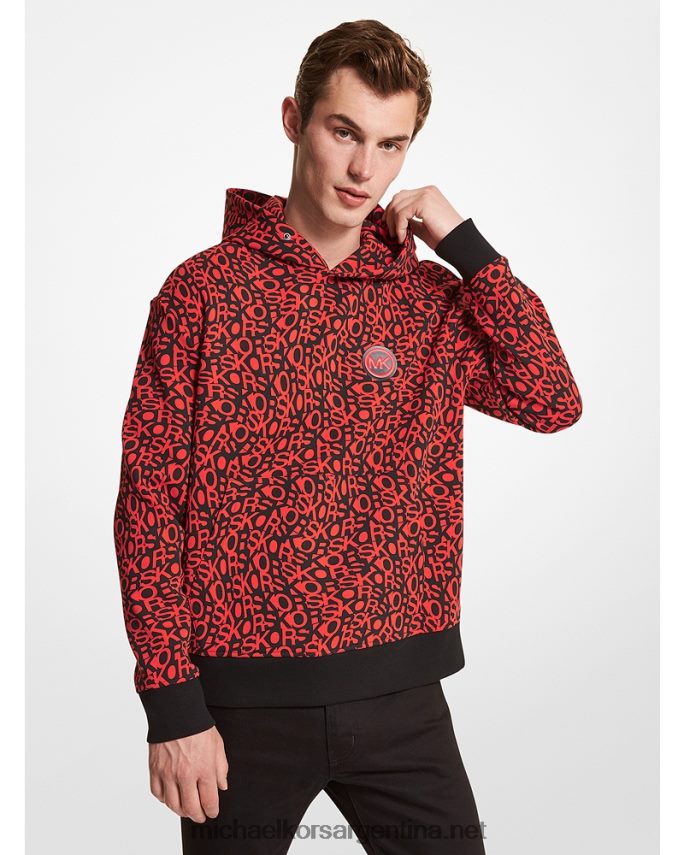 hombres rubí brillante sudadera con capucha y logo gráfico Michael Kors T46HB02959