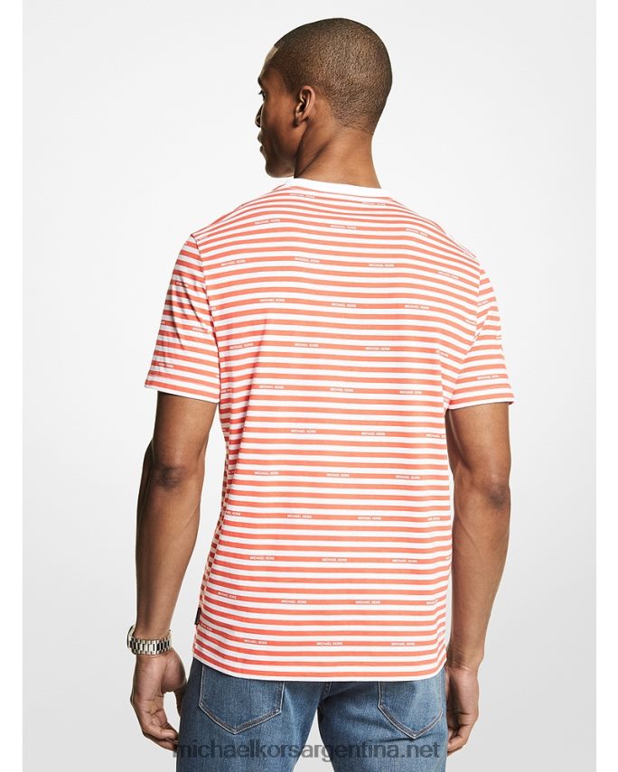 hombres sangría camiseta a rayas con logo Michael Kors T46HB03009