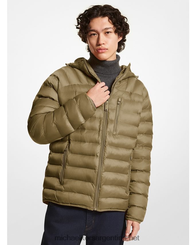 hombres aceituna chamarra acolchada de nailon rialto Michael Kors T46HB02808