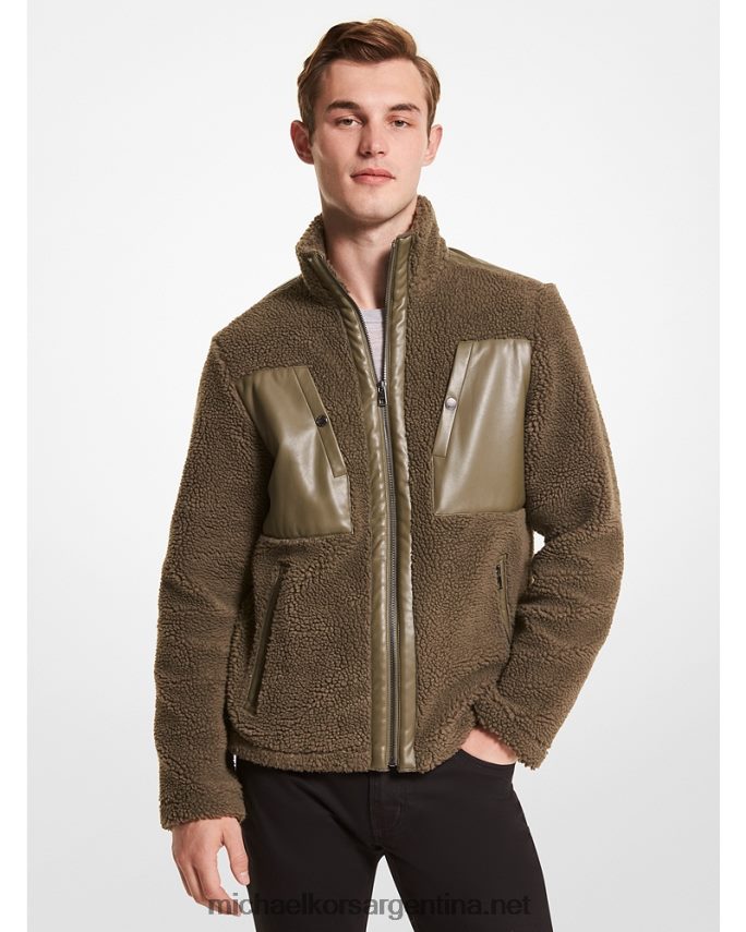 hombres aceituna chaqueta de sherpa Michael Kors T46HB02861