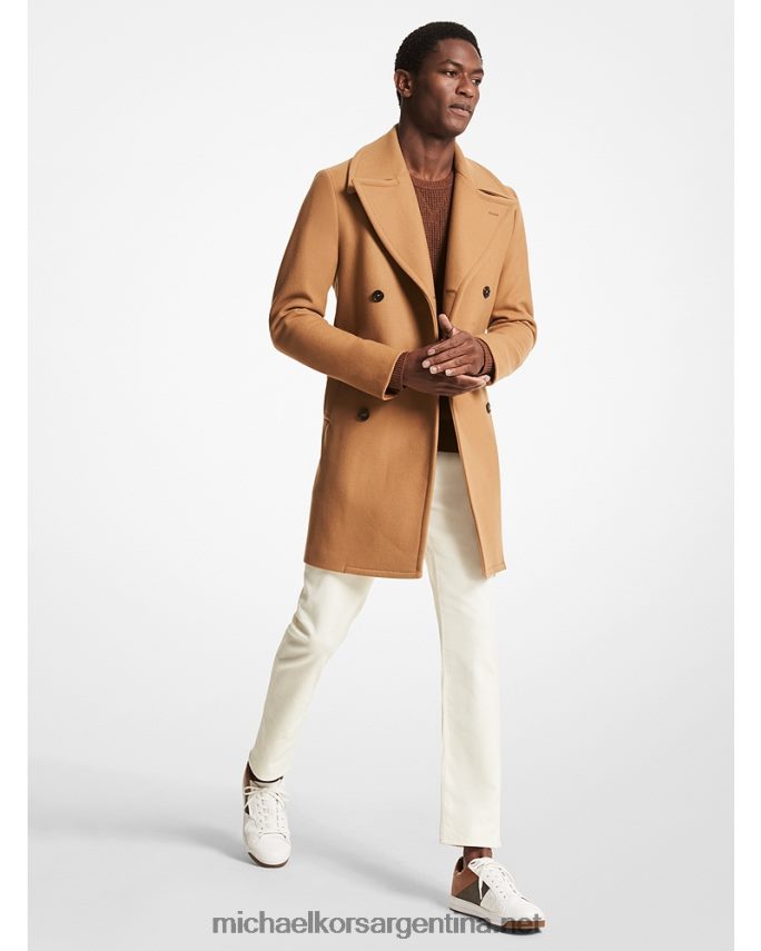 hombres camello abrigo de mezcla de lana con doble botonadura Michael Kors T46HB02850