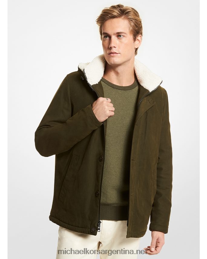 hombres hiedra parka de mezcla de algodón con ribete de sherpa artificial Michael Kors T46HB02846