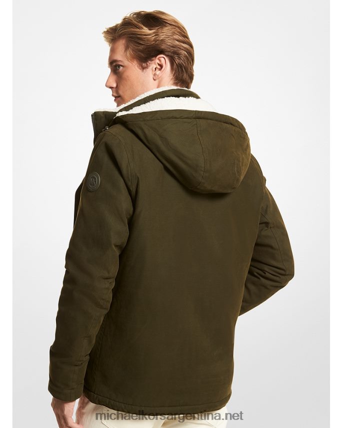 hombres hiedra parka de mezcla de algodón con ribete de sherpa artificial Michael Kors T46HB02846