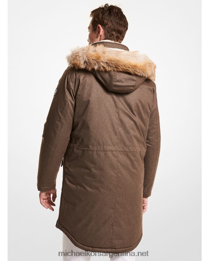 hombres mezcla de cáscara parka tejida con ribete de piel sintética Michael Kors T46HB02801