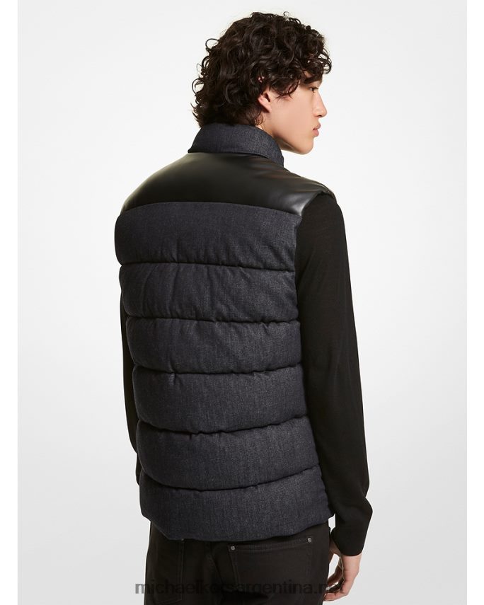hombres índigo chaleco acolchado de denim y piel sintética Michael Kors T46HB02812
