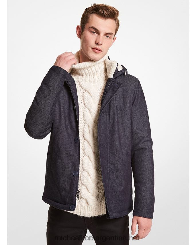 hombres índigo parka vaquera con ribete de sherpa Michael Kors T46HB02814