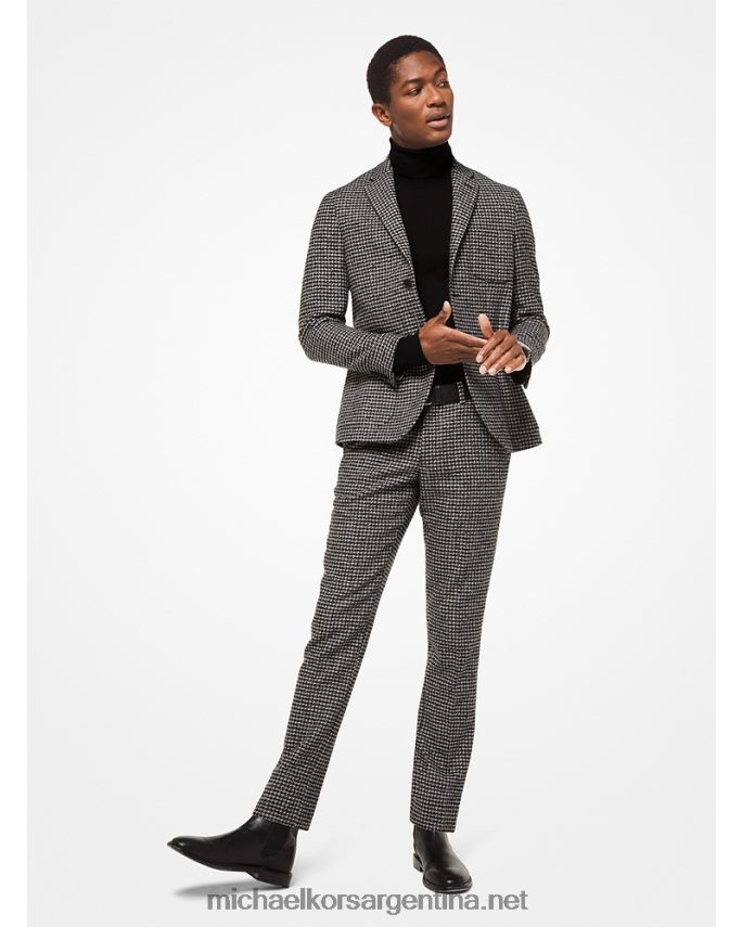 hombres negro blazer en mezcla de lana con motivo de pata de gallo Michael Kors T46HB02860