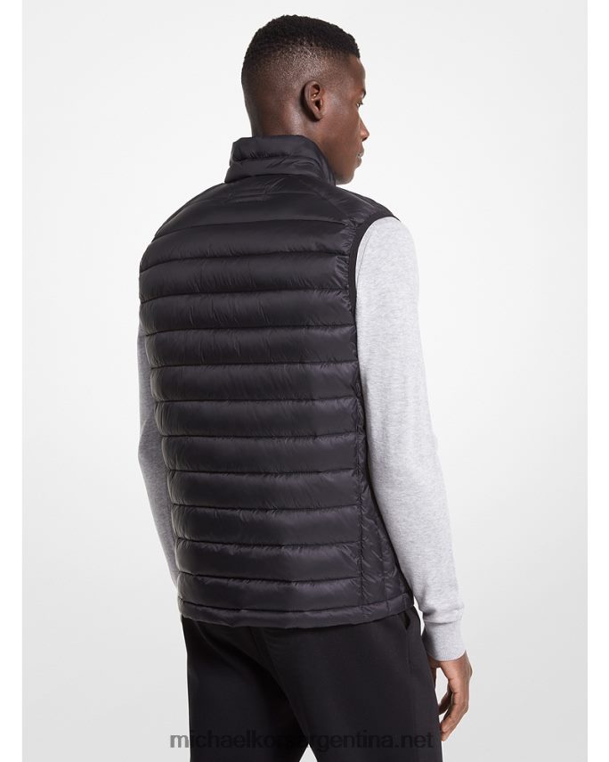 hombres negro chaleco acolchado de nailon acolchado con cinta del logo Michael Kors T46HB02797