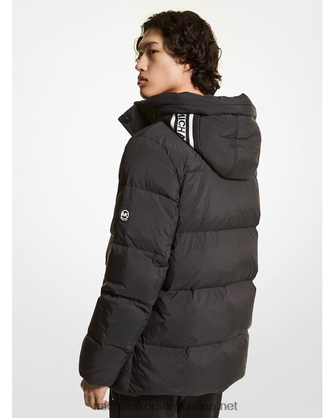 hombres negro chamarra capitonada con cinta del logo Michael Kors T46HB02800