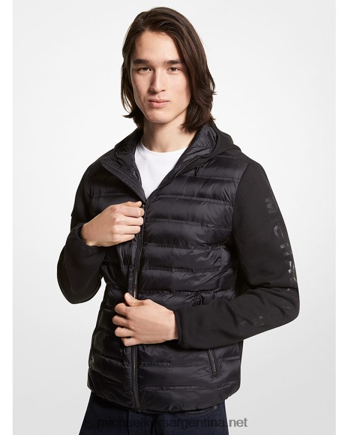 hombres negro chamarra con capucha de nailon acolchado militar Michael Kors T46HB02822