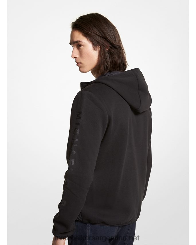 hombres negro chamarra con capucha de nailon acolchado militar Michael Kors T46HB02822