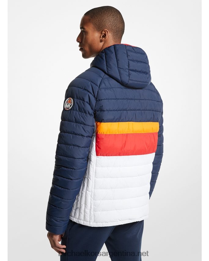 hombres vestido azul mk and ellesse breckenridge chaqueta acolchada de nylon color block Michael Kors T46HB02796