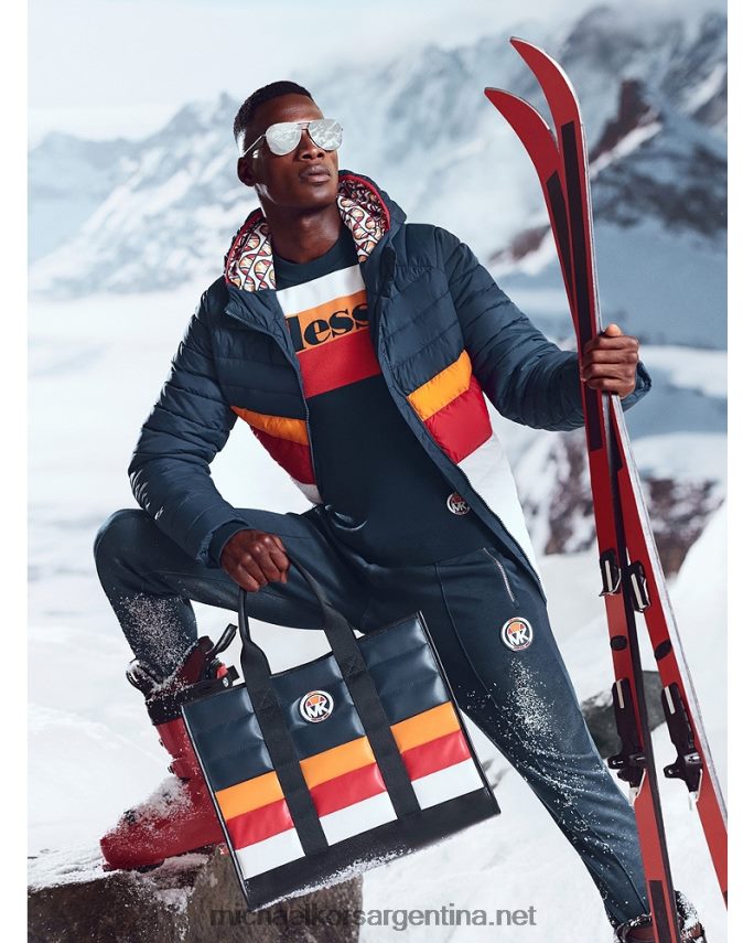 hombres vestido azul mk and ellesse breckenridge chaqueta acolchada de nylon color block Michael Kors T46HB02796