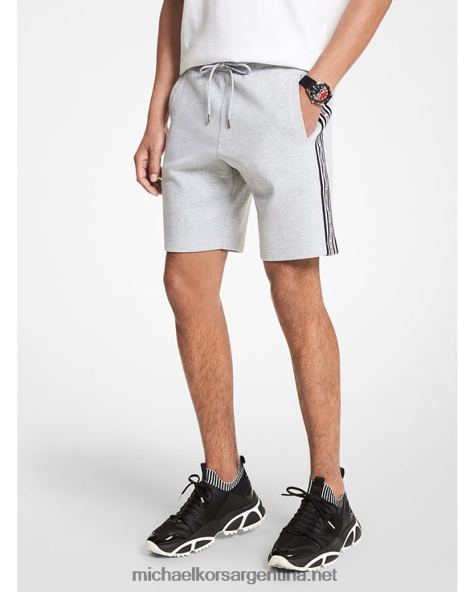 hombres cuero gris shorts de mezcla de algodón con cinta del logo Michael Kors T46HB03140