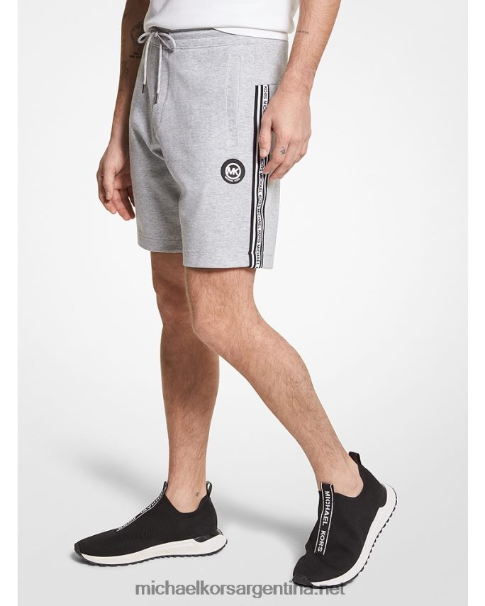 hombres cuero gris shorts de mezcla de algodón con cinta del logo Michael Kors T46HB03144