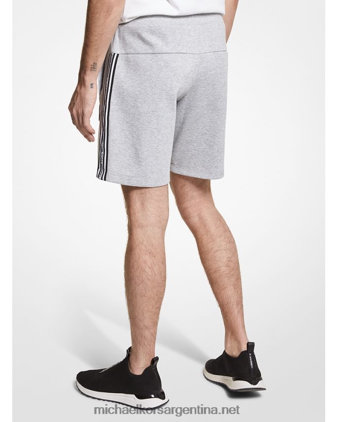 hombres cuero gris shorts de mezcla de algodón con cinta del logo Michael Kors T46HB03144