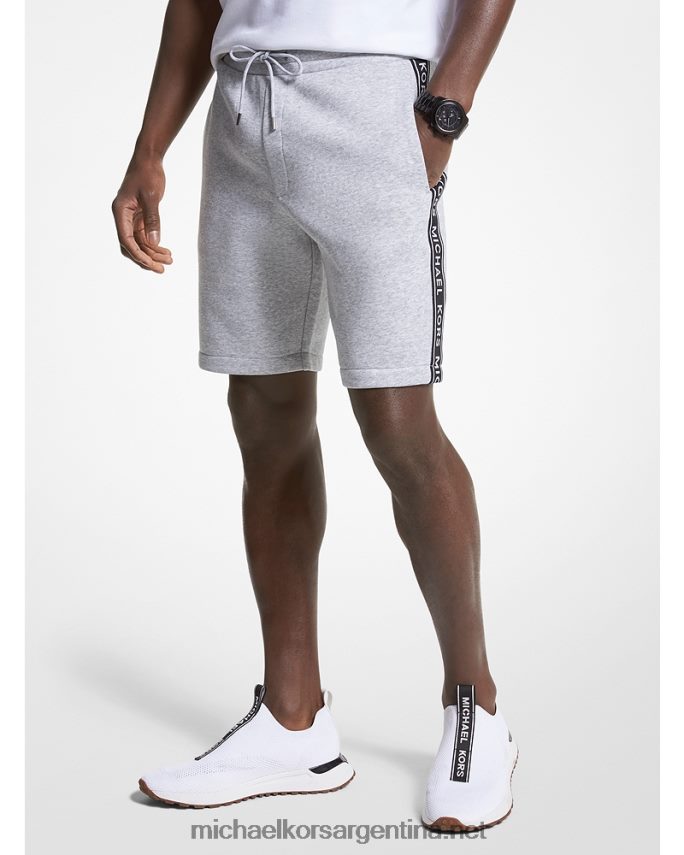 hombres cuero gris shorts de mezcla de algodón con cinta del logo Michael Kors T46HB03150