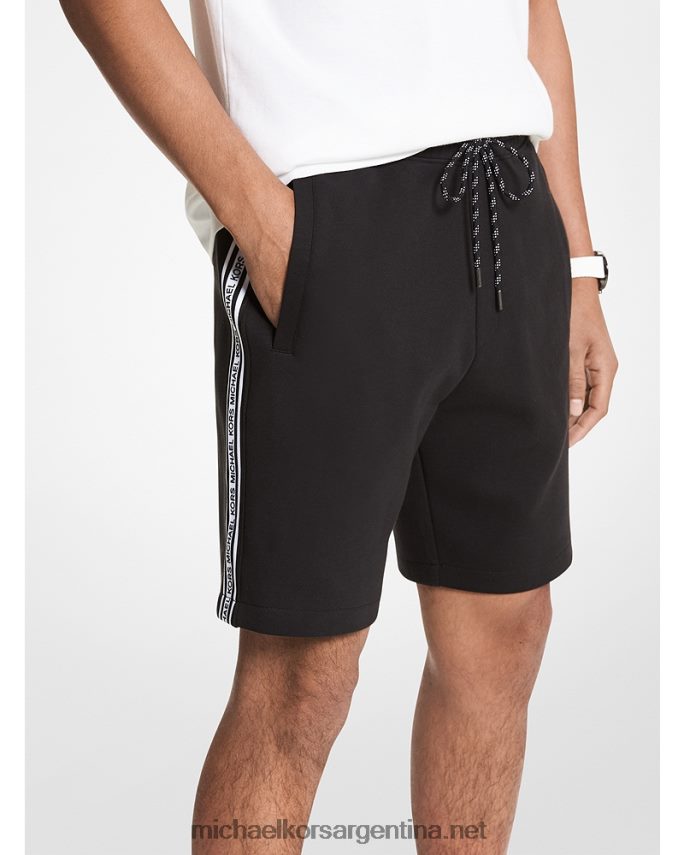 hombres negro shorts de mezcla de algodón con cinta del logo Michael Kors T46HB03141