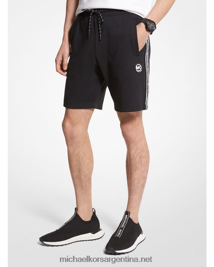 hombres negro shorts de mezcla de algodón con cinta del logo Michael Kors T46HB03145