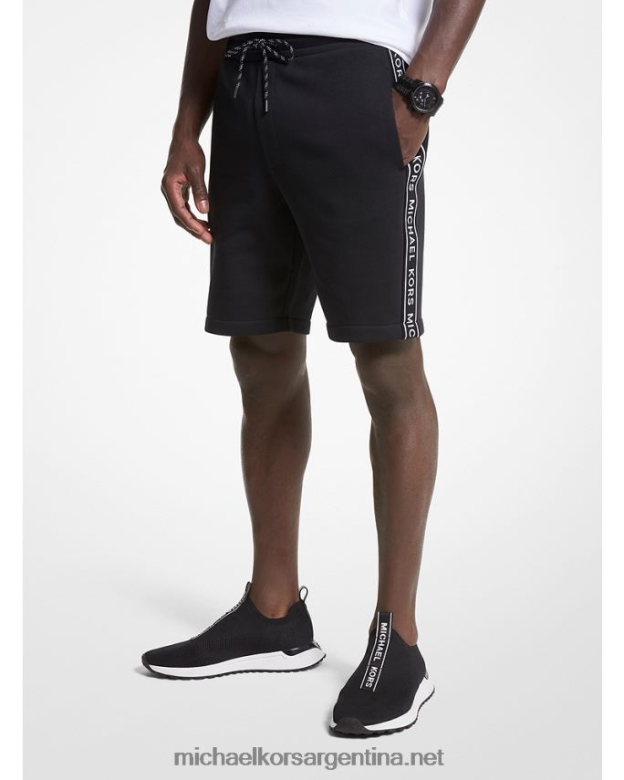 hombres negro shorts de mezcla de algodón con cinta del logo Michael Kors T46HB03151