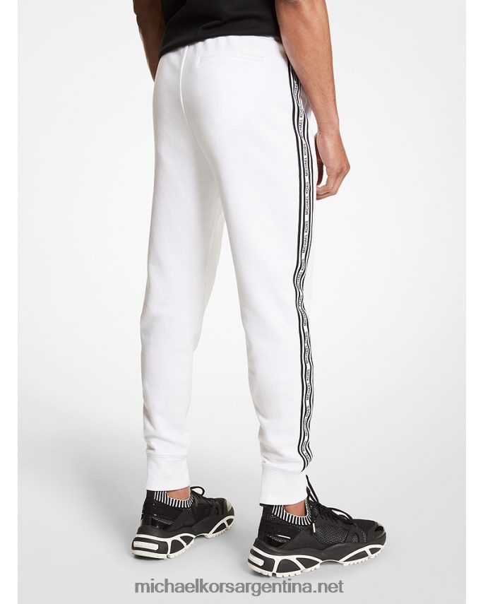 hombres blanco joggers de mezcla de algodón con cinta del logo Michael Kors T46HB03087