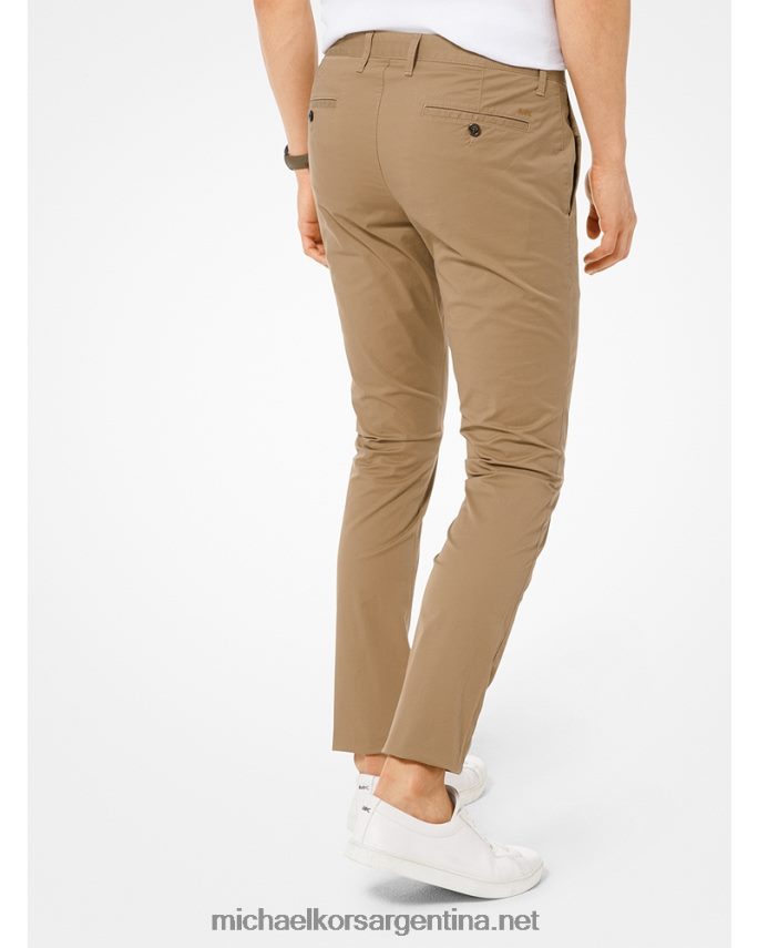 hombres caqui pantalones chinos skinny fit de algodón elástico Michael Kors T46HB03119