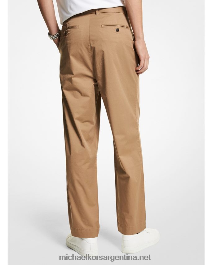 hombres caqui pantalones de algodón elástico con cinturón Michael Kors T46HB03099
