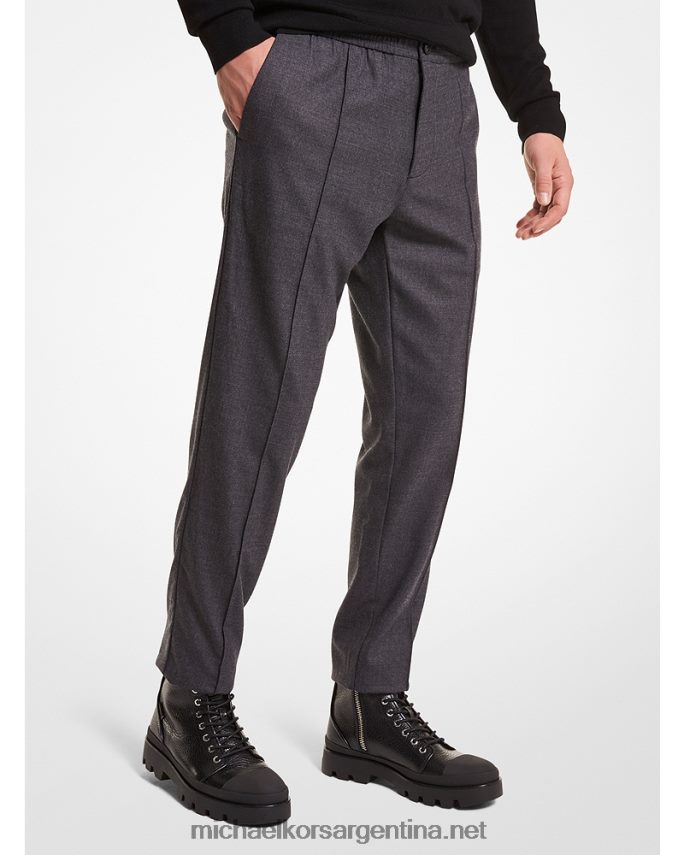 hombres carbón pantalones de franela de lana elástica Michael Kors T46HB03106