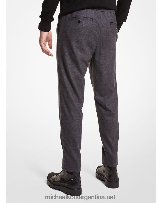 hombres carbón pantalones de franela de lana elástica Michael Kors T46HB03106