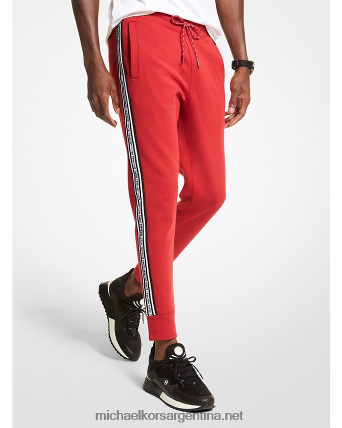 hombres carmesí joggers de mezcla de algodón con cinta del logo Michael Kors T46HB03085