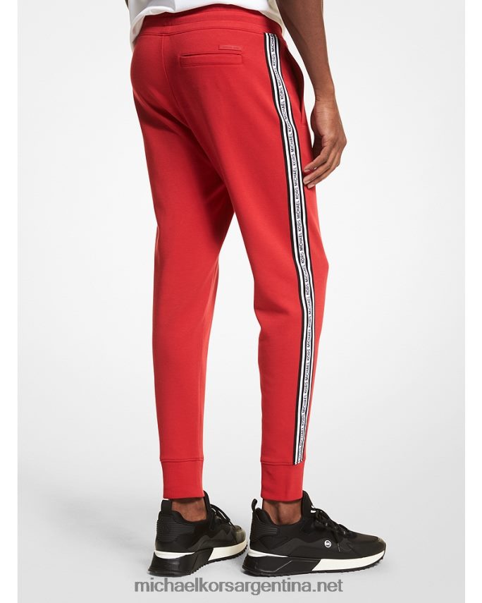 hombres carmesí joggers de mezcla de algodón con cinta del logo Michael Kors T46HB03085