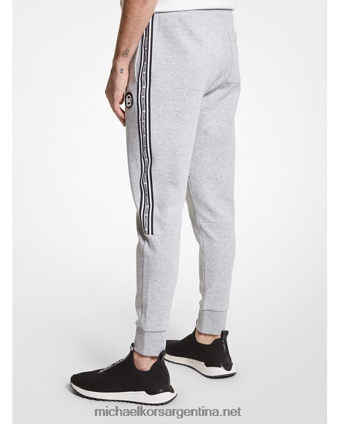 hombres cuero gris joggers de mezcla de algodón con cinta del logo Michael Kors T46HB03082