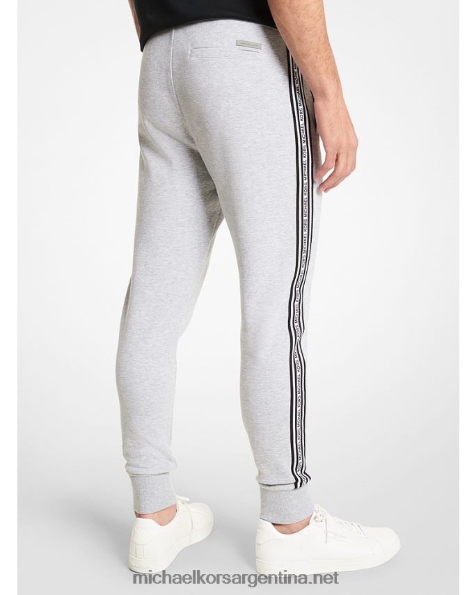 hombres cuero gris joggers de mezcla de algodón con cinta del logo Michael Kors T46HB03088