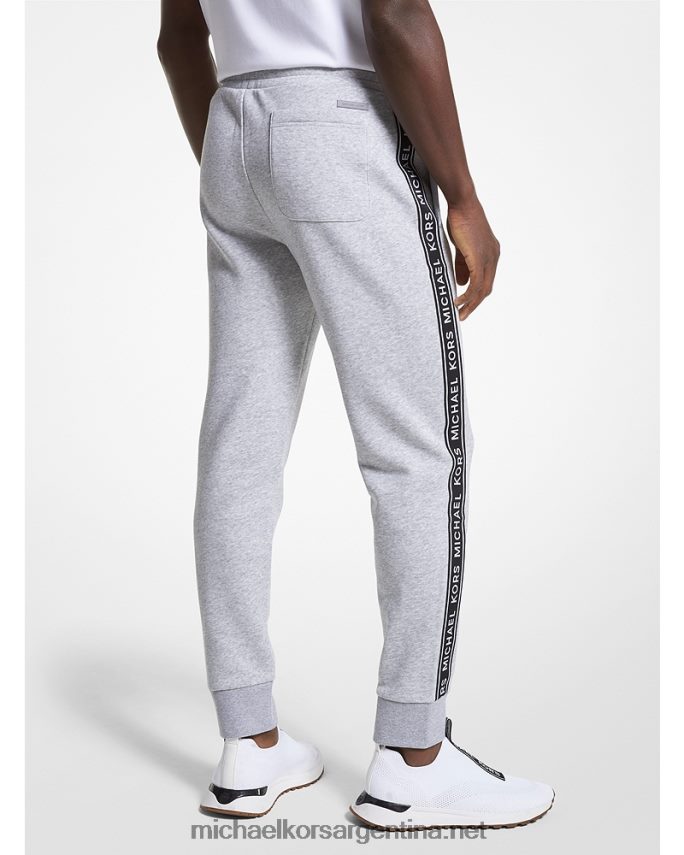 hombres cuero gris joggers de mezcla de algodón con logo estampado Michael Kors T46HB03092
