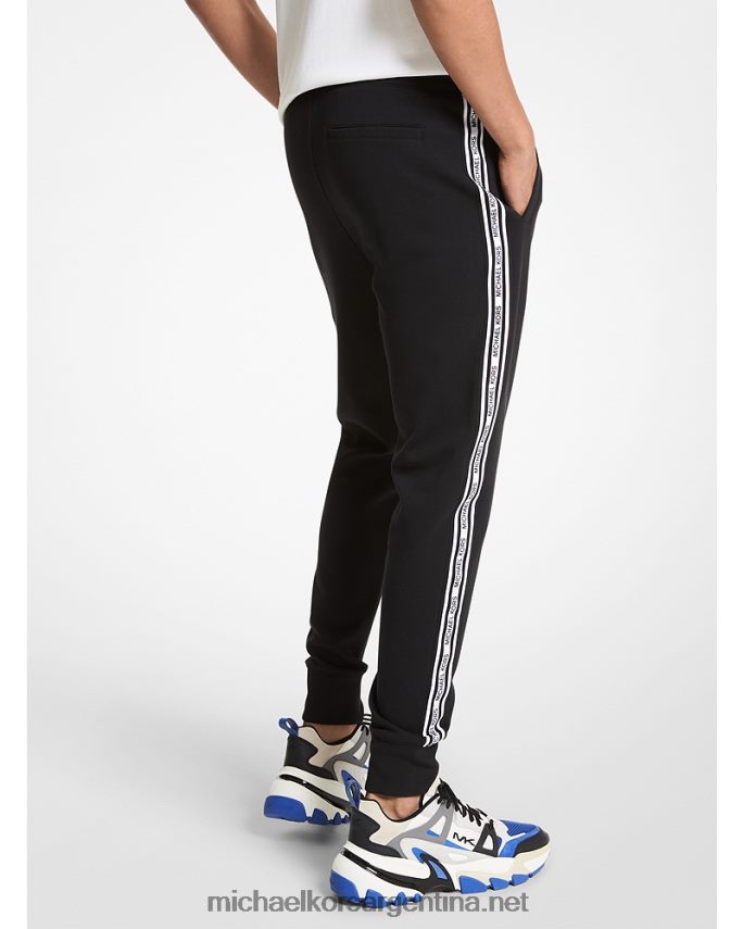 hombres negro joggers de mezcla de algodón con cinta del logo Michael Kors T46HB03089