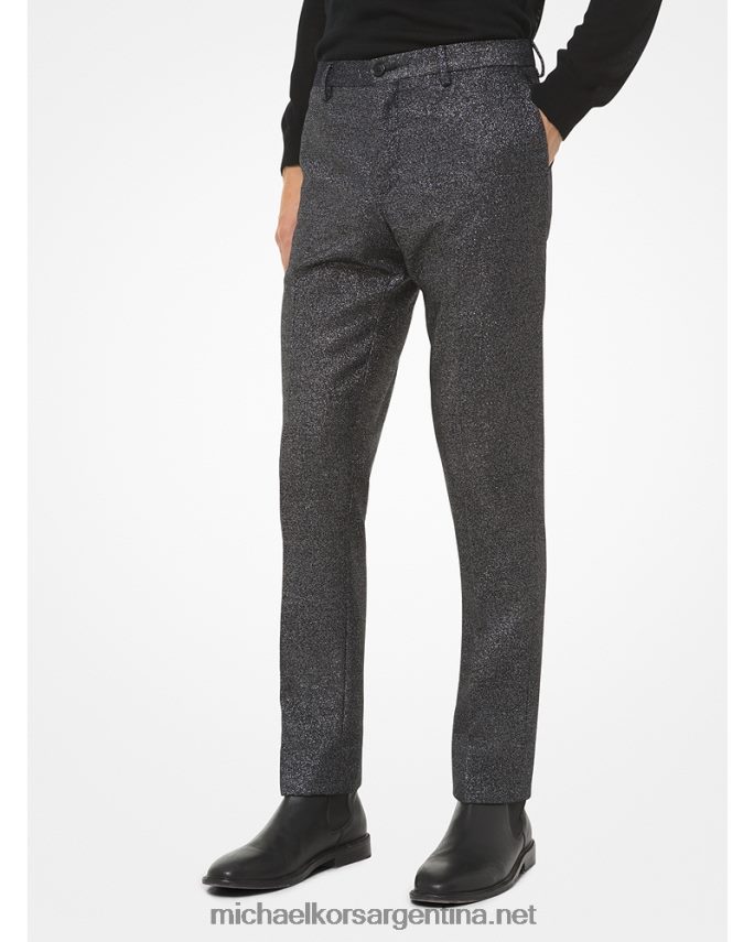 hombres plata pantalones slim de mezcla de lana metalizada Michael Kors T46HB03117