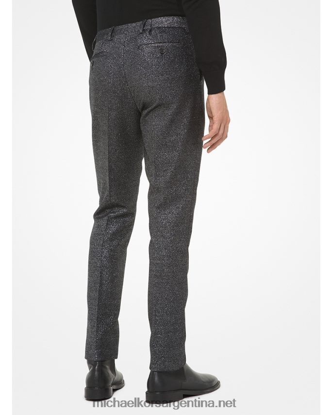 hombres plata pantalones slim de mezcla de lana metalizada Michael Kors T46HB03117