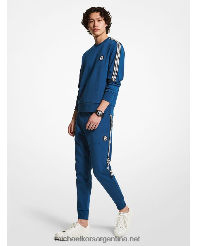 hombres río azul joggers de mezcla de algodón con cinta del logo Michael Kors T46HB03079