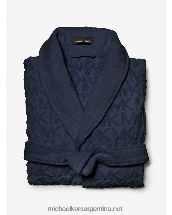 hombres almirante azul bata de rizo de algodón con logo Michael Kors T46HB03179