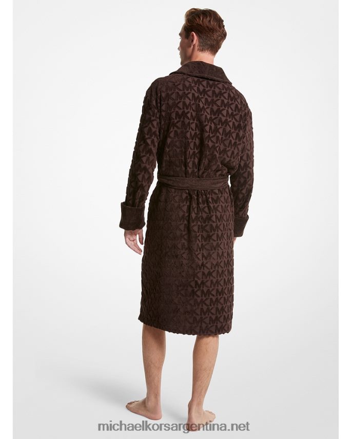 hombres chocolate bata de rizo de algodón con logo Michael Kors T46HB03180