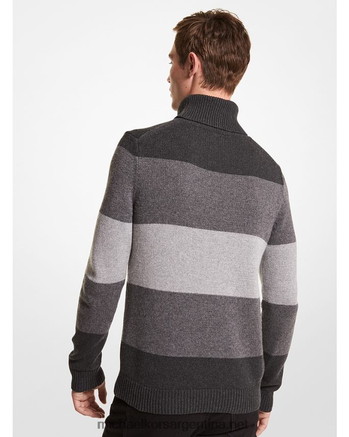 hombres carbón jersey de rayas con cuello alto y mezcla de nailon Michael Kors T46HB03051