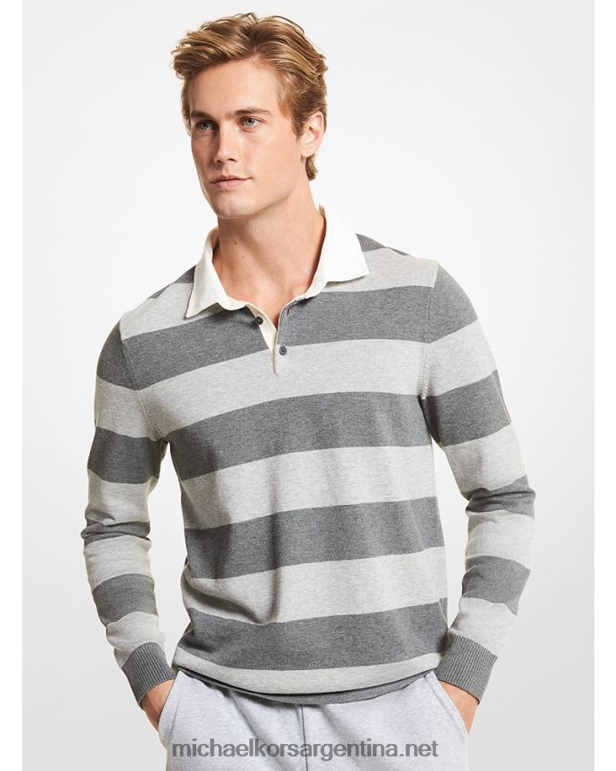 hombres ceniza jersey de rugby a rayas Michael Kors T46HB03073