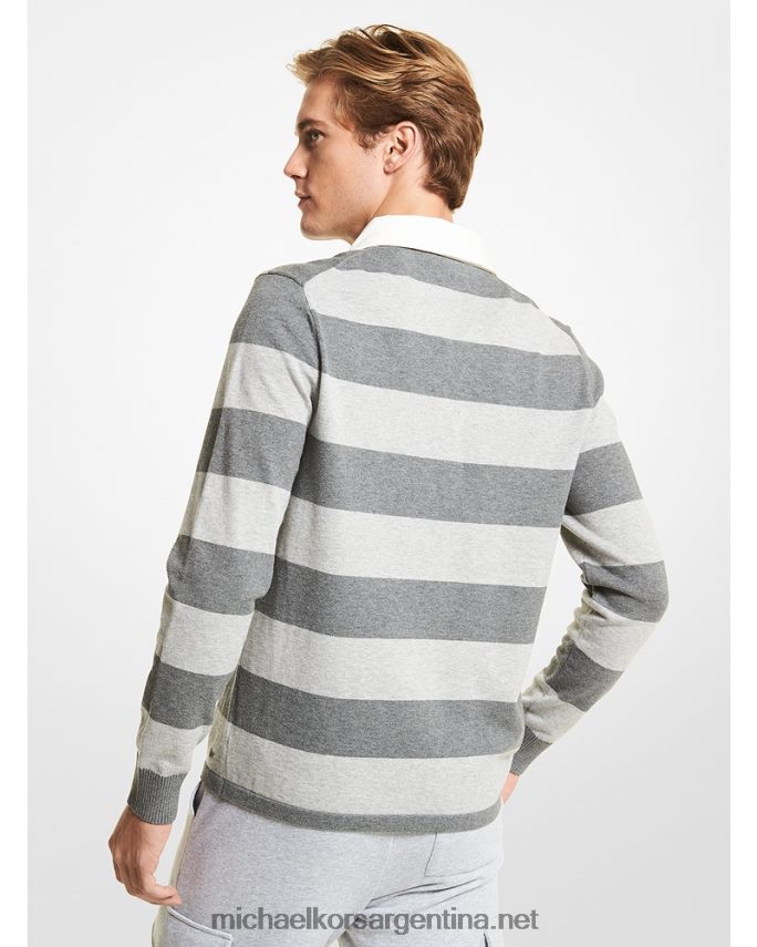 hombres ceniza jersey de rugby a rayas Michael Kors T46HB03073