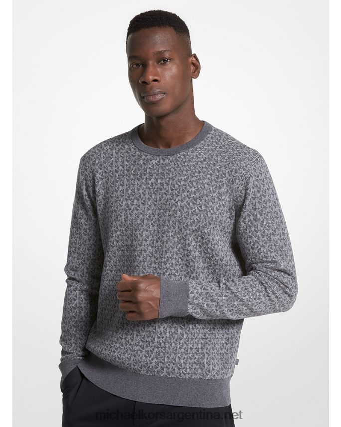 hombres ceniza suéter con logo en jacquard Michael Kors T46HB03046