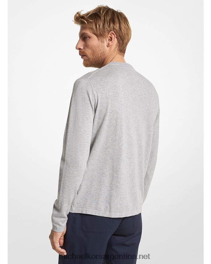 hombres cuero gris jersey de punto de algodón con cuello redondo Michael Kors T46HB03045