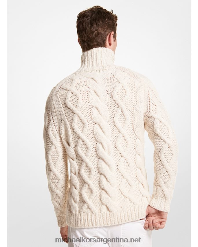 hombres hueso suéter de ochos de mezcla de alpaca con cuello alto Michael Kors T46HB03060