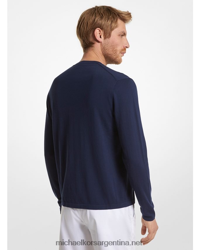 hombres medianoche jersey de punto de algodón con cuello de pico Michael Kors T46HB03038