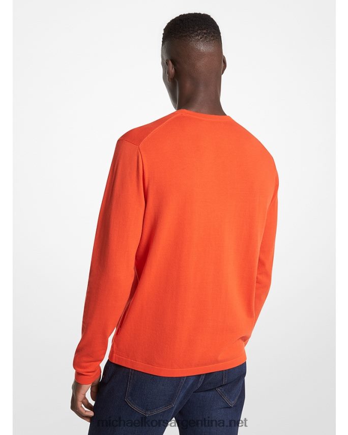 hombres naranja óptica jersey de punto de algodón con cuello redondo Michael Kors T46HB03043