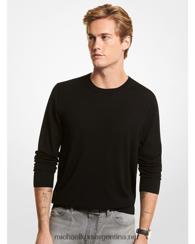 hombres negro jersey de lana merino Michael Kors T46HB03047